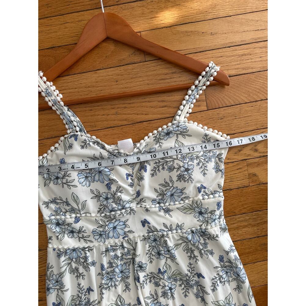 No Boundaries Floral High Low Dress Womens Large Cottagecore Boho Blue White - Picture 4 of 5